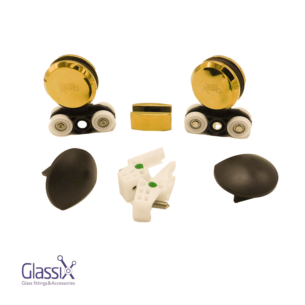 طقم عجل جرار دائرى GLASSIX كبيرة ذهبي  لامع 304 (A24254)